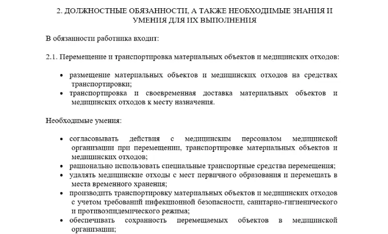 Шаблон должностной инструкции 2024